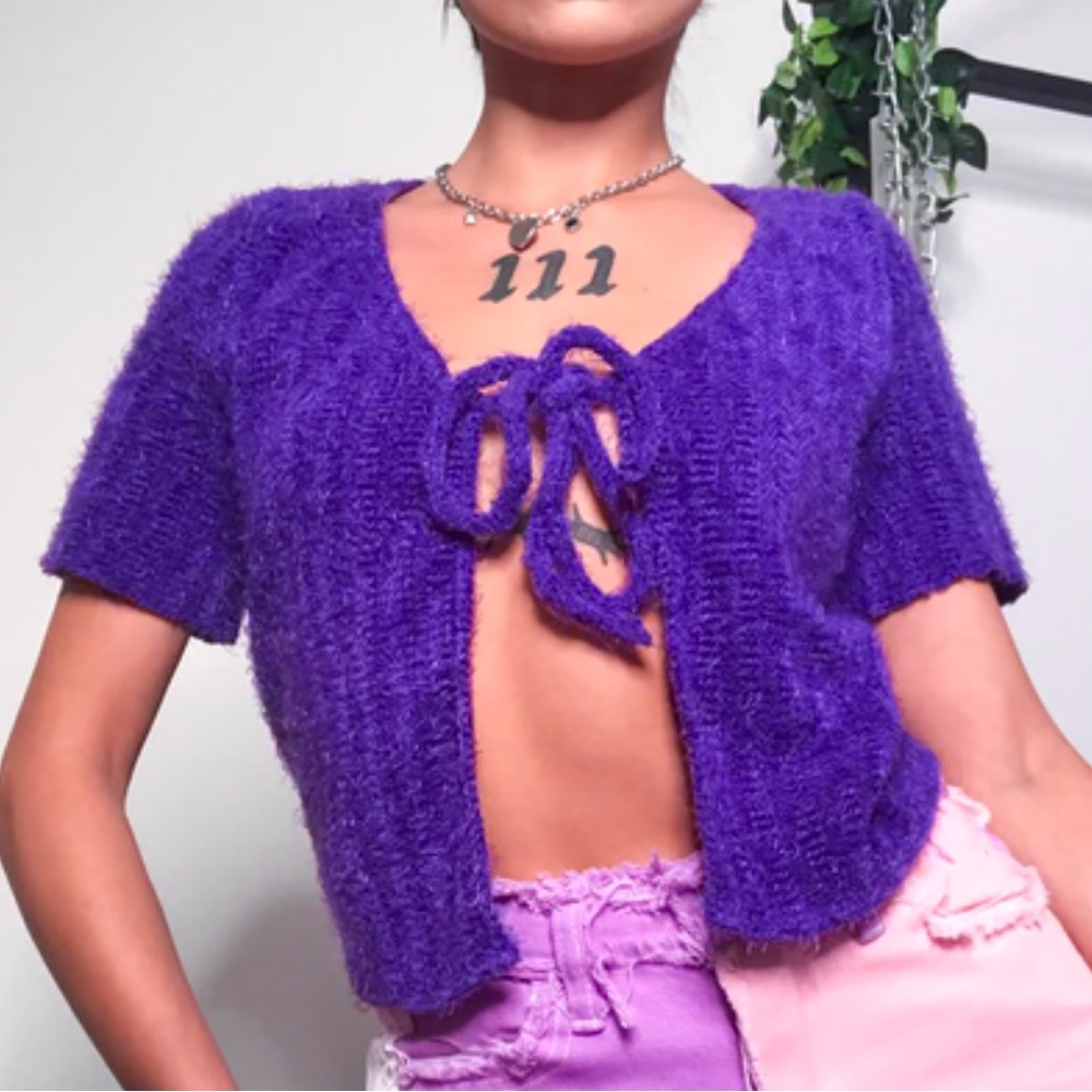 NWOT! ZEMETA Tie-Front Cropped Cardigan